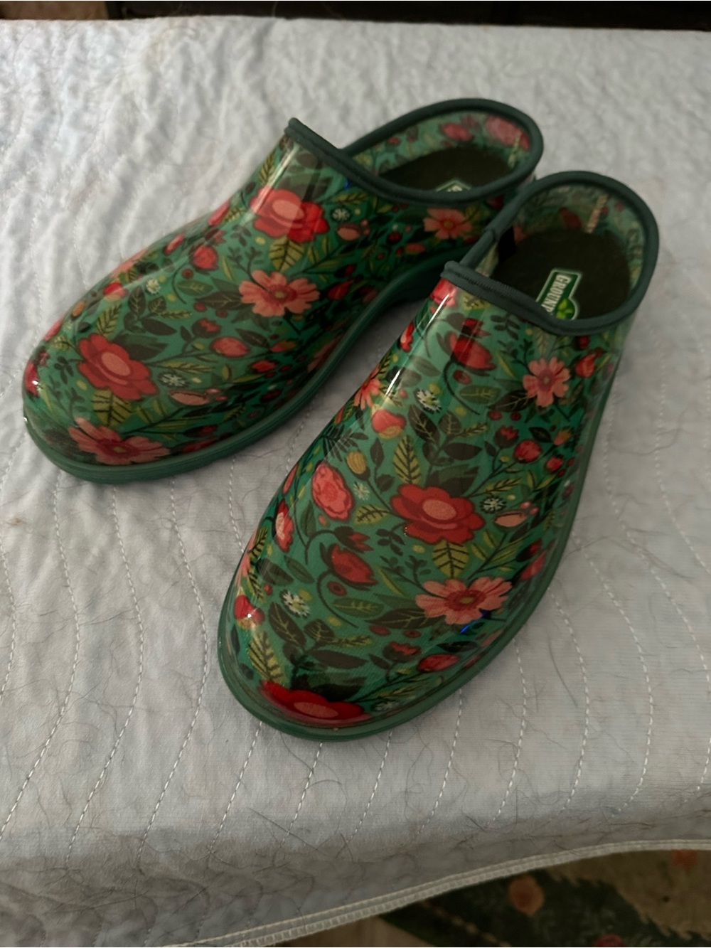 Green Floral Garden Mule Clogs - Women's Slip-On